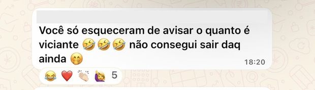 Mensagem de aluna da turma 1 no grupo