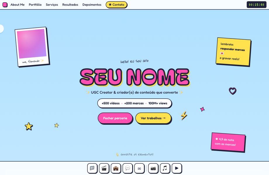 Portfólio estilo retrô Y2K