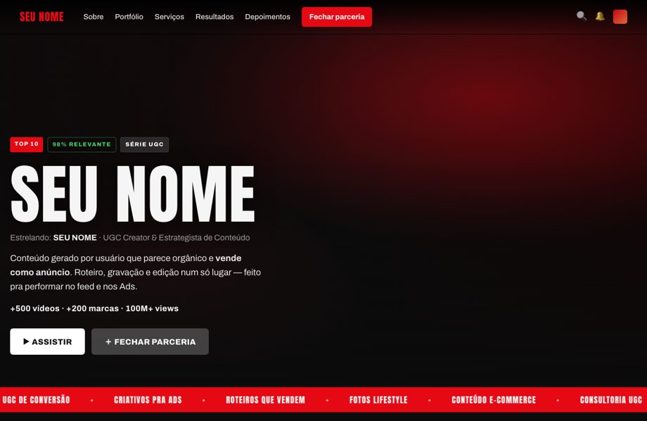 Portfólio estilo streaming